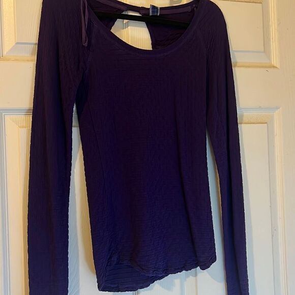 Purple Long Sleeve Free People New Extra Stretchy Tight Ribbed Pattern Medium - Picture 1 of 4